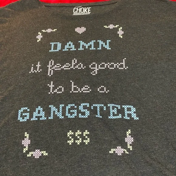 XL Perfect Condition Damn it feels good to be a gangster in cross stitch!😂🤣😂🤣 - Picture 11 of 11